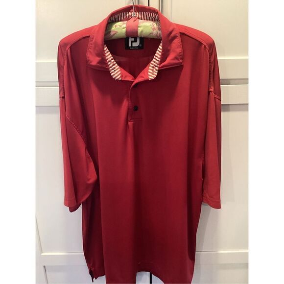 FootJoy FJ Mens Prodry Lisle Red Polo Sz L Short Sleeve Golf Stretch - Picture 1 of 10